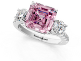 White gold Three-Stone Fancy Pink Asscher  Cut Diamond Pavé Band with Four-Prong Setting_1