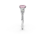 White gold Three-Stone Fancy Pink Asscher  Cut Diamond Pavé Band with Four-Prong Setting_2