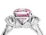 White gold Three-Stone Fancy Pink Asscher  Cut Diamond Pavé Band with Four-Prong Setting_4