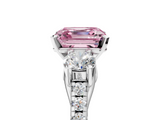 White gold Three-Stone Fancy Pink Asscher  Cut Diamond Pavé Band with Four-Prong Setting_5