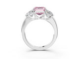 White gold Three-Stone Fancy Pink Asscher  Cut Diamond Ring with Channel-Set Band and Four-Prong Setting_20