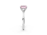 White gold Three-Stone Fancy Pink Asscher Cut Diamond Ring with Pear  Side Stones in Four-Prong Setting_14