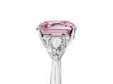 White gold Three-Stone Fancy Pink Asscher Cut Diamond Ring with Pear  Side Stones in Four-Prong Setting_17