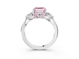 White gold Three-Stone Fancy Pink Asscher  Cut Diamond Ring with Pear Side Stones in Four-Prong Setting_19