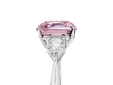 White gold Three-Stone Fancy Pink Asscher  Cut Diamond Ring with Pear Side Stones in Four-Prong Setting_22