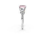 White gold Three-Stone Fancy Pink Asscher Cut Diamond Ring with Round  Pavé Band and Prong Setting_43
