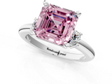 White gold Three-Stone Fancy Pink Asscher  Cut Diamond Solitaire with Prong Setting and Classic Band_1