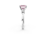 White gold Three-Stone Fancy Pink Asscher  Cut Diamond Solitaire with Prong Setting and Classic Band_2