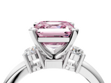 White gold Three-Stone Fancy Pink Asscher  Cut Diamond Solitaire with Prong Setting and Classic Band_4