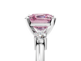 White gold Three-Stone Fancy Pink Asscher  Cut Diamond Solitaire with Prong Setting and Classic Band_5