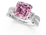 White gold Three-Stone Fancy Pink Asscher  Cut Diamond Twist Band with Prong Setting_18