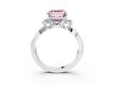 White gold Three-Stone Fancy Pink Asscher  Cut Diamond Twist Band with Prong Setting_20