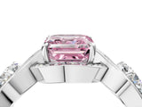 White gold Three-Stone Fancy Pink Asscher Cut Diamond Wave Pave Band with Prong Setting_4