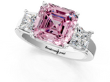 White gold Three-Stone Fancy Pink Asscher  Cut Solitaire Ring with Prong Setting_4