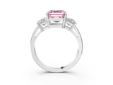 White gold Three-Stone Fancy Pink Asscher  Cut Solitaire Ring with Prong Setting_6