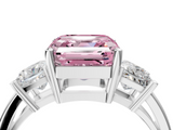 White gold Three-Stone Fancy Pink Asscher  Cut Solitaire Ring with Prong Setting_7