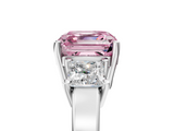 White gold Three-Stone Fancy Pink Asscher  Cut Solitaire Ring with Prong Setting_8