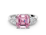 White gold Three-Stone Fancy Pink Asscher  Diamond Ring with Pear Side Stones in Four-Prong Setting_17