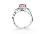 White gold Three-Stone Fancy Pink Asscher  Diamond Ring with Pear Side Stones in Four-Prong Setting_20