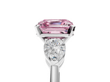 White gold Three-Stone Fancy Pink Asscher  Diamond Ring with Pear Side Stones in Four-Prong Setting_22