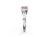 White gold Three-Stone Fancy Pink Cushion  Brilliant Cut Solitaire Ring with Prong Setting on a Classic Band 3