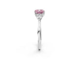 White gold Three-Stone Fancy Pink Cushion Cut Brilliant Diamond Solitaire Ring with Tapered Band and Four-Prong Setting_33