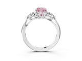 White gold Three-Stone Fancy Pink Cushion Cut Brilliant Diamond Solitaire Ring with Tapered Band and Four-Prong Setting_34