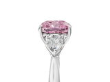 White gold Three-Stone Fancy Pink Cushion Cut Brilliant Diamond Solitaire Ring with Tapered Band and Four-Prong Setting_36