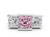 White gold Three Stone Fancy Pink Cushion Cut Cut Channel Set Diamond Ring_36