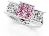 White gold Three Stone Fancy Pink Cushion Cut Cut Channel Set Diamond Ring_37