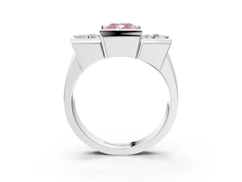White gold Three Stone Fancy Pink Cushion Cut Cut Channel Set Diamond Ring_39