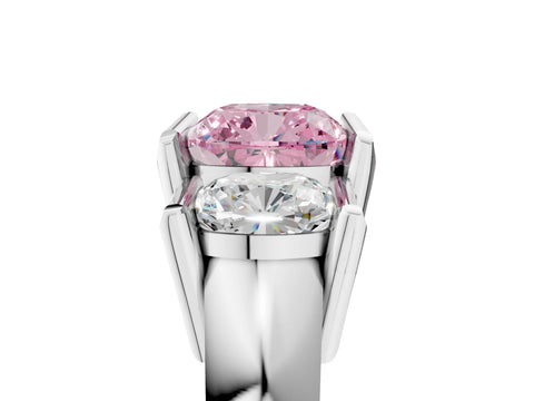 White gold Three Stone Fancy Pink Cushion Cut Cut Channel Set Diamond Ring_41