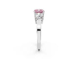 White gold Three-Stone Fancy Pink Cushion Cut Cut Diamond Engagement Ring with Flat Band and Four-Prong Setting_14