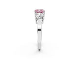 White gold Three-Stone Fancy Pink Cushion Cut Cut Diamond Engagement Ring with Flat Band and Four-Prong Setting_14