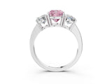 White gold Three-Stone Fancy Pink Cushion Cut Cut Diamond Engagement Ring with Flat Band and Four-Prong Setting_15