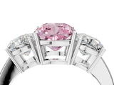 White gold Three-Stone Fancy Pink Cushion Cut Cut Diamond Engagement Ring with Flat Band and Four-Prong Setting_16
