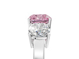 White gold Three-Stone Fancy Pink Cushion Cut Cut Diamond Engagement Ring with Flat Band and Four-Prong Setting_17