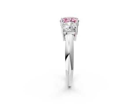 White gold Three-Stone Fancy Pink Cushion Cut Cut Diamond Engagement Ring with Prong Setting on a White Gold Band_26