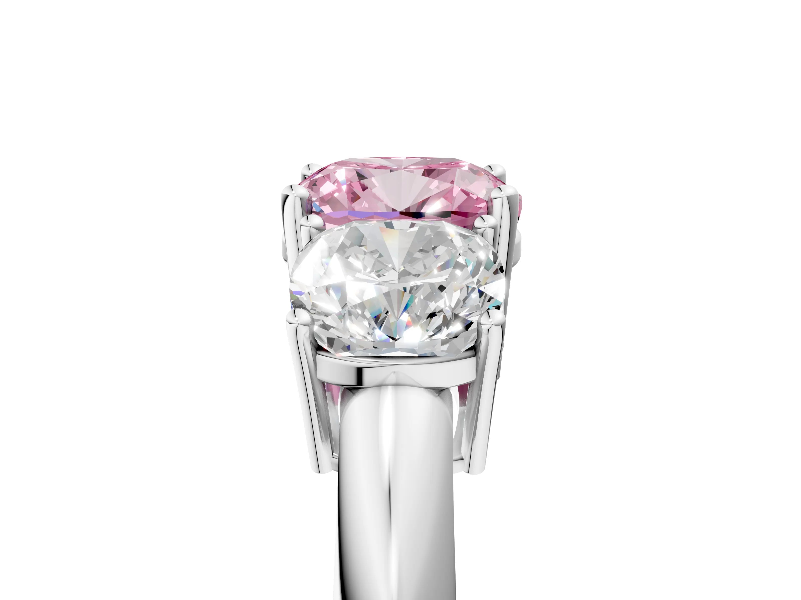 White gold Three-Stone Fancy Pink Cushion Cut Cut Diamond Engagement Ring with Prong Setting on a White Gold Band_29