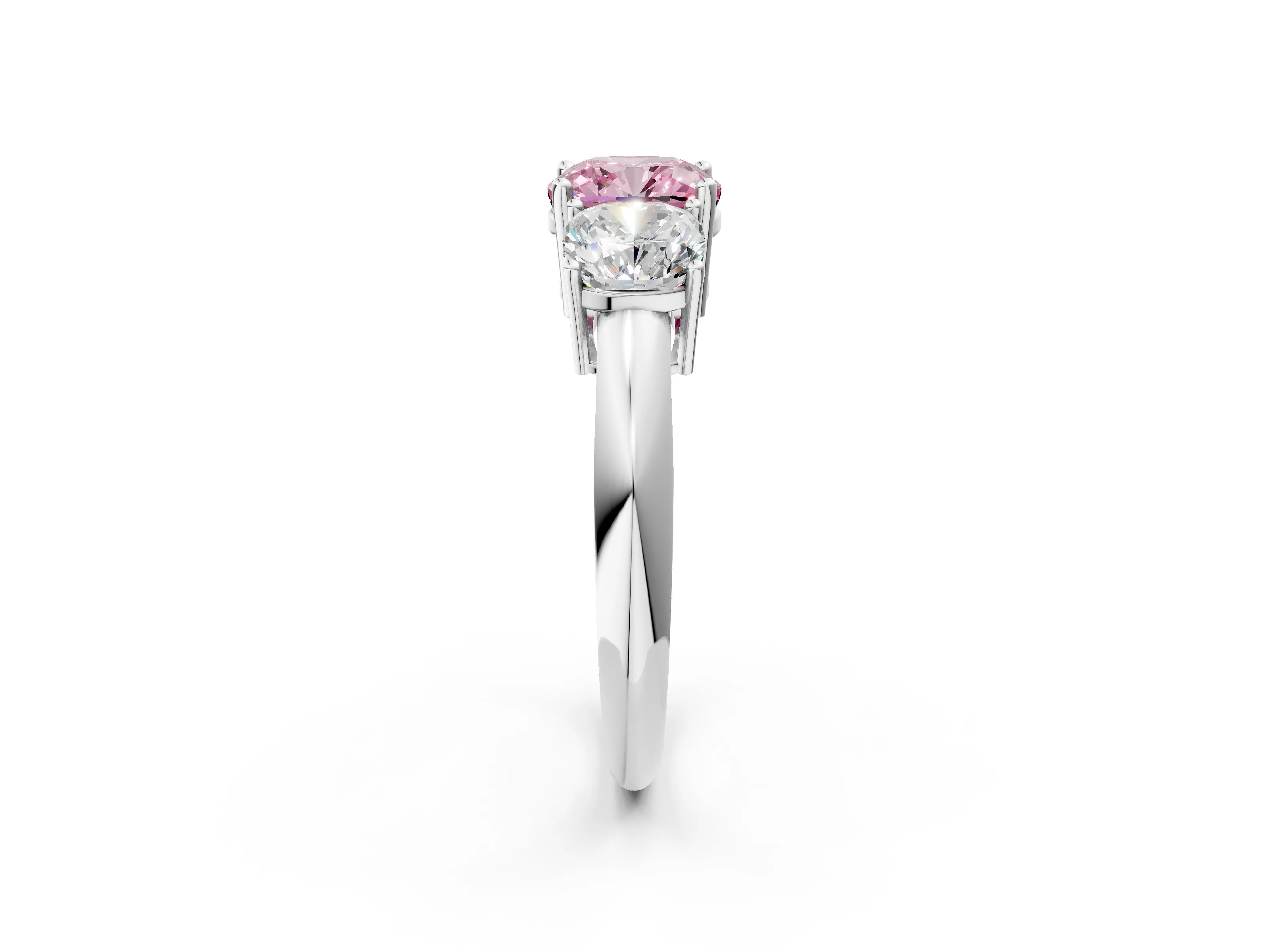White gold Three-Stone Fancy Pink Cushion Cut Cut Diamond Engagement Ring with Prong Setting on a White Gold Band_38