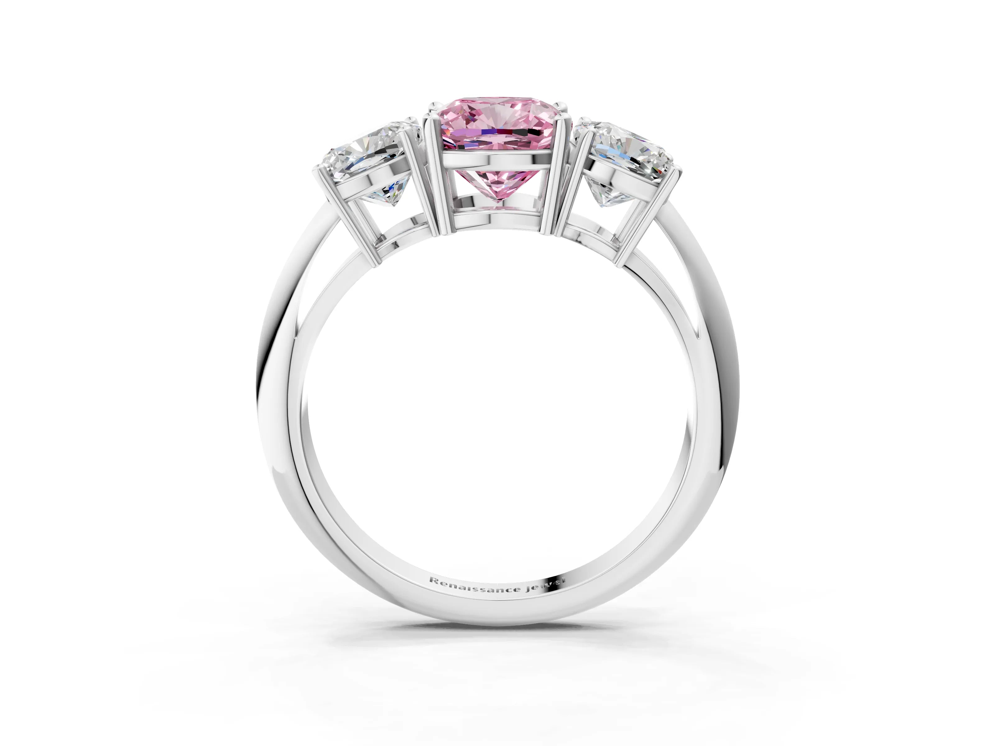 White gold Three-Stone Fancy Pink Cushion Cut Cut Diamond Engagement Ring with Prong Setting on a White Gold Band_39