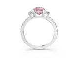 White gold Three-Stone Fancy Pink Cushion Cut Cut Diamond Pavé Band with Prong Setting_30