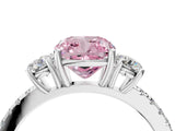White gold Three-Stone Fancy Pink Cushion Cut Cut Diamond Pavé Band with Prong Setting_31