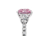 White gold Three-Stone Fancy Pink Cushion Cut Cut Diamond Pavé Band with Prong Setting_32