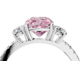 White gold Three-Stone Fancy Pink Cushion Cut Cut Diamond Pavé Band with Prong Setting_37
