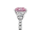 White gold Three-Stone Fancy Pink Cushion Cut Cut Diamond Pavé Band with Prong Setting_44