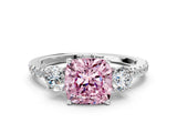 White gold Three-Stone Fancy Pink Cushion Cut Cut Diamond Pavé Band with Prong Setting_51