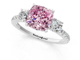 White gold Three-Stone Fancy Pink Cushion Cut Cut Diamond Pavé Band with Prong Setting_52