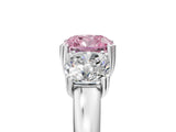 White gold Three-Stone Fancy Pink Cushion Cut Cut Diamond Ring with Channel Set Band and Four-Prong Setting_42