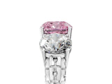 White gold Three-Stone Fancy Pink Cushion Cut Cut Diamond Ring with Channel-Set Band and Prong Setting_5